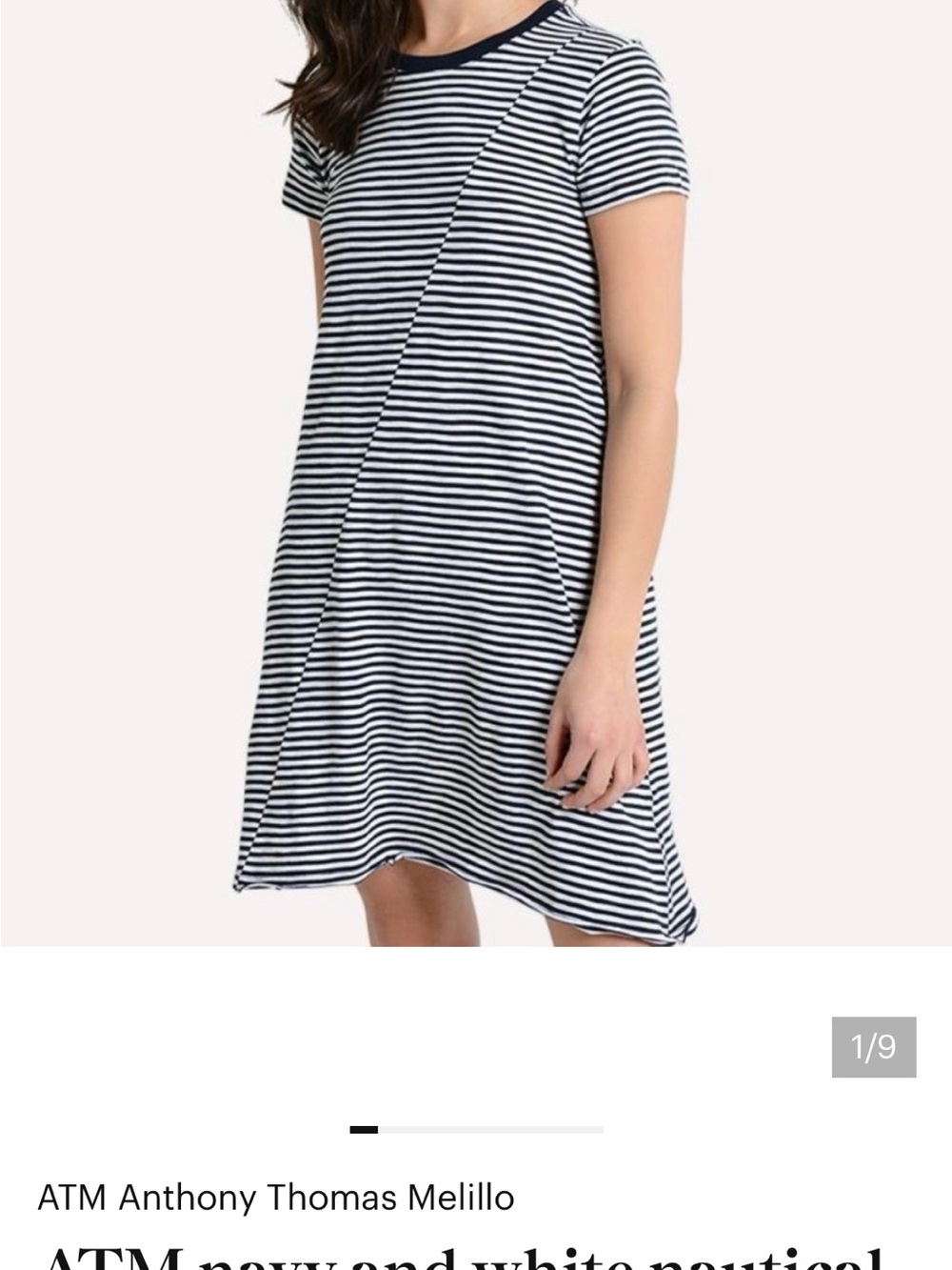 ATM Anthony Thomas Melillo Navy & White Striped T-shirt dress cover up sz L